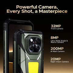 DOOGEE V Max Play 5G Rugged Android 15 Phone with 480P HD Portable Autofocus Projector