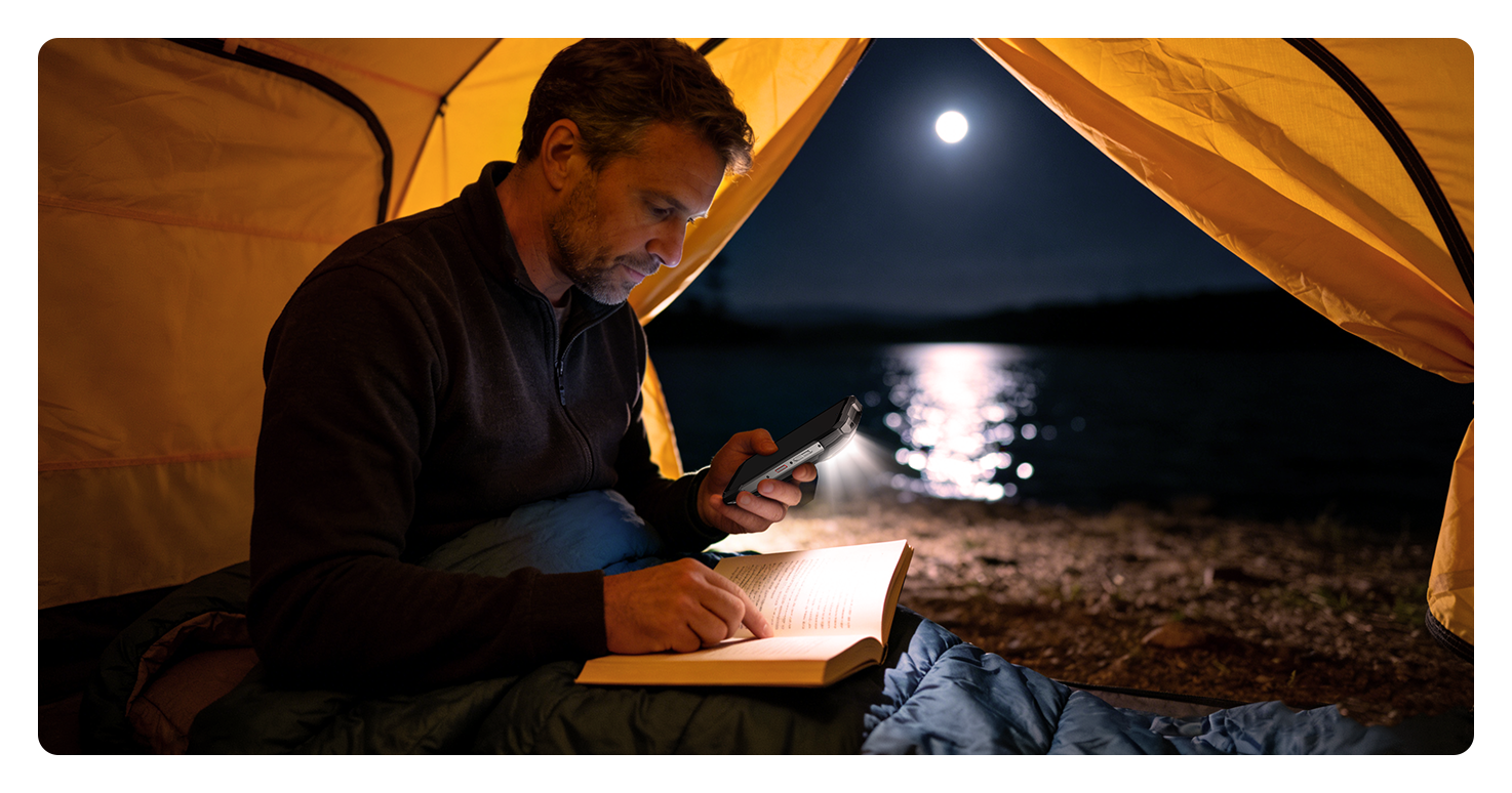 Reading or Watching Inside the Tent