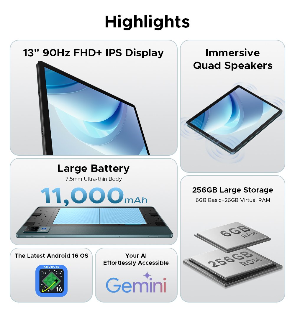 新品　DOOGEE U13 Android 16 タブレット　キーボード付き 楽天市場】【新登場 9000円オフ】GeminiAI Android16タブレット